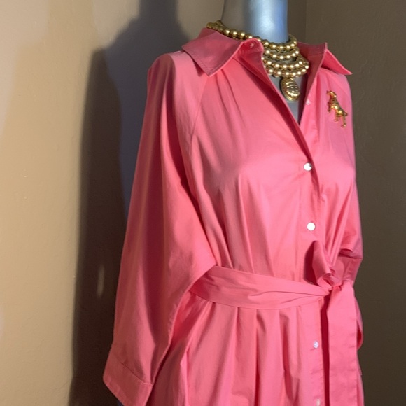Natori Cotton/Spandex Button Down Pink Dress.  Sz S - Picture 5 of 7